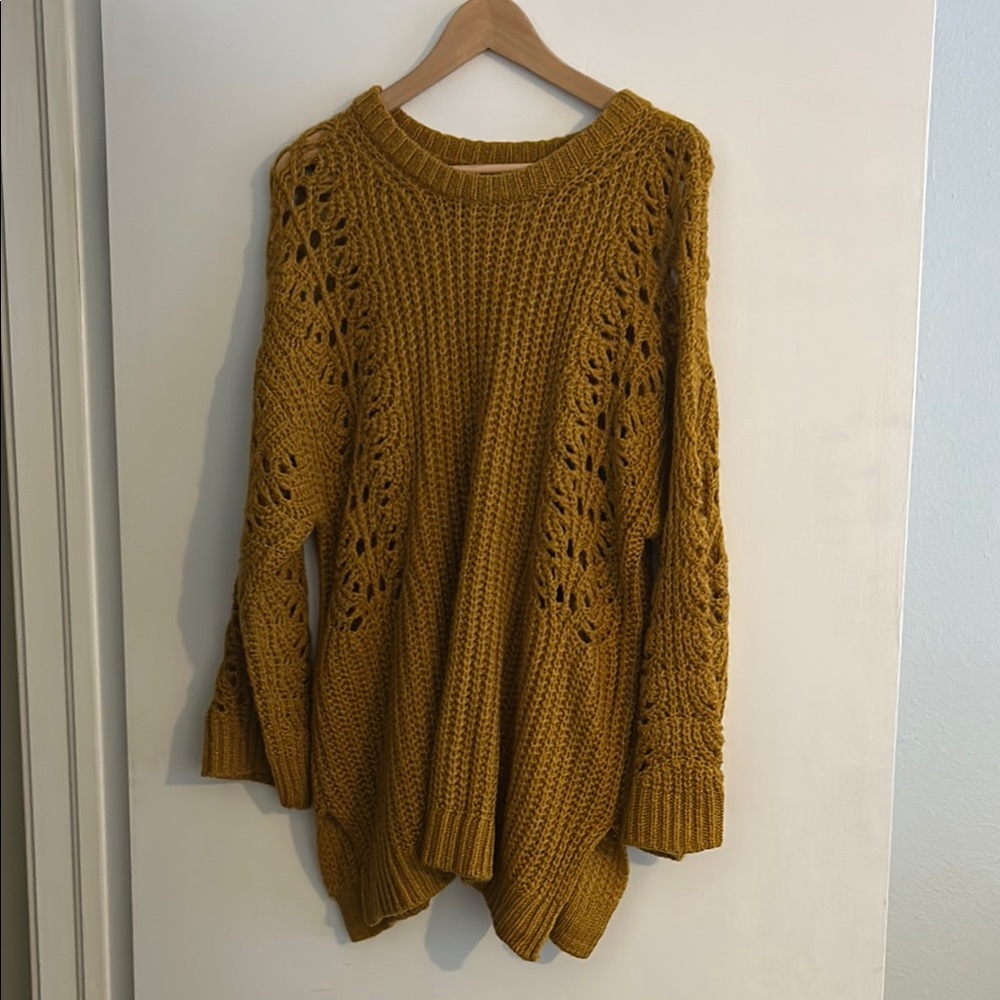 Anthropologie Cozy Mustard Knit Sweater